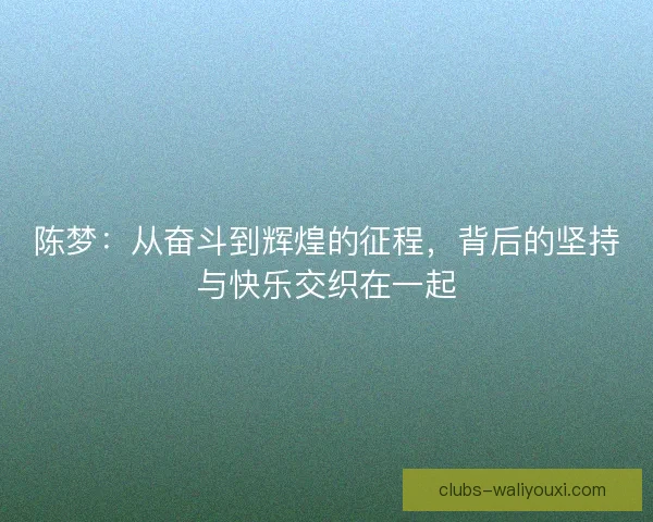 陈梦：从奋斗到辉煌的征程，背后的坚持与快乐交织在一起