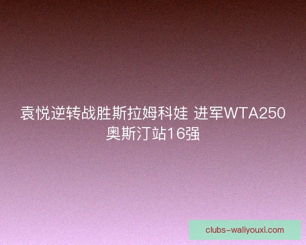 袁悦逆转战胜斯拉姆科娃 进军WTA250奥斯汀站16强